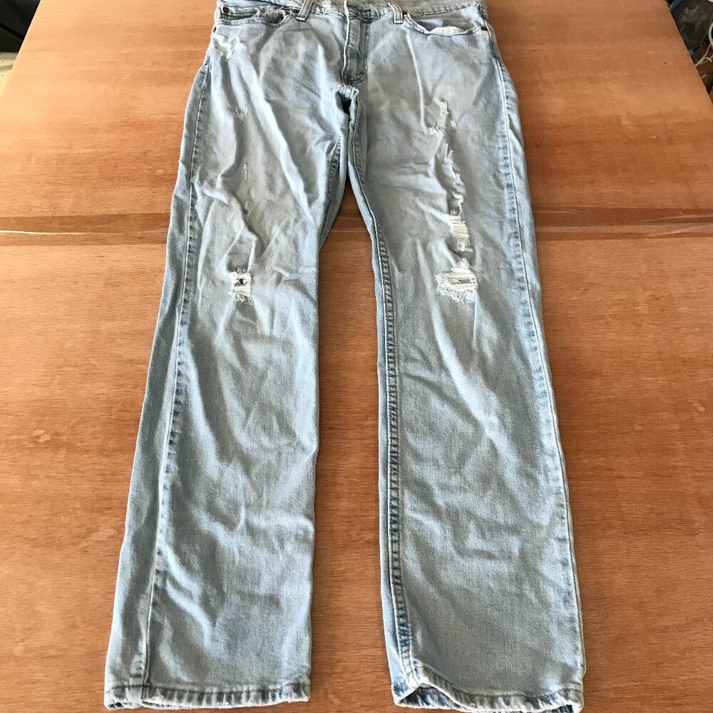 Levi's 511 Slim Fit Jeans Men 36x30 Blue Mid Rise Distressed Medium Wash 18490